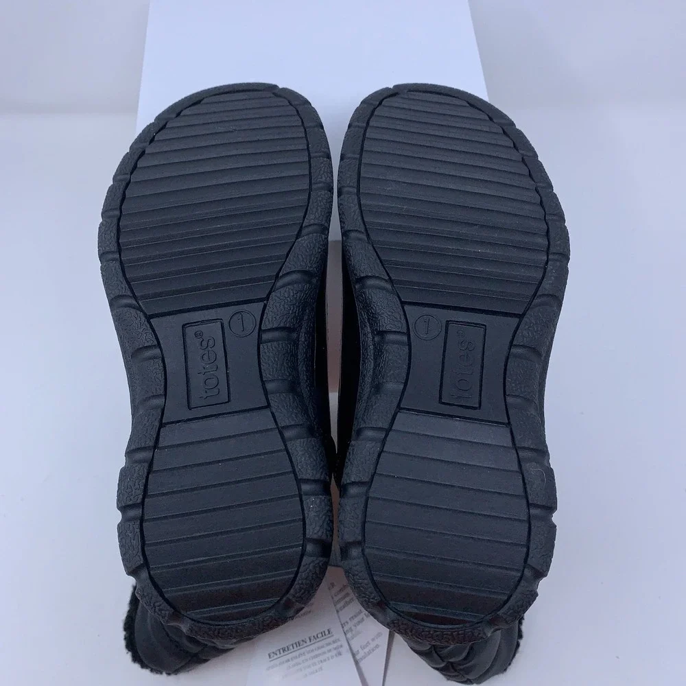 Totes Girls Shoe Size 1 Black Pink Detail Dana Waterproof Snow Winter Boots NWT